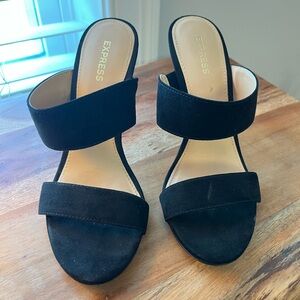 Express Black Suede Heeled Sandals